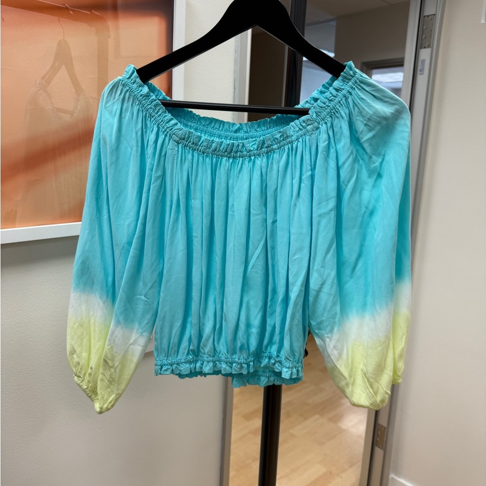 Sundry Aqua and Lime Ombre Crop Top